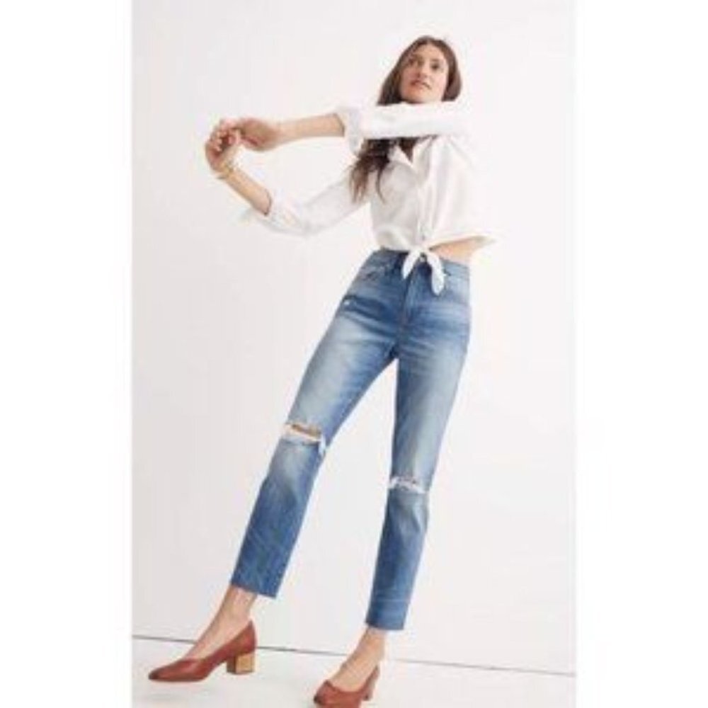 Madewell Distressed The High-Rise Slim Boyjean Sz 23 Medium Wash